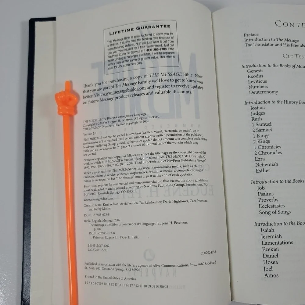 The Message Numbered Edition The Bible in Contemporary Language Navpress 2005